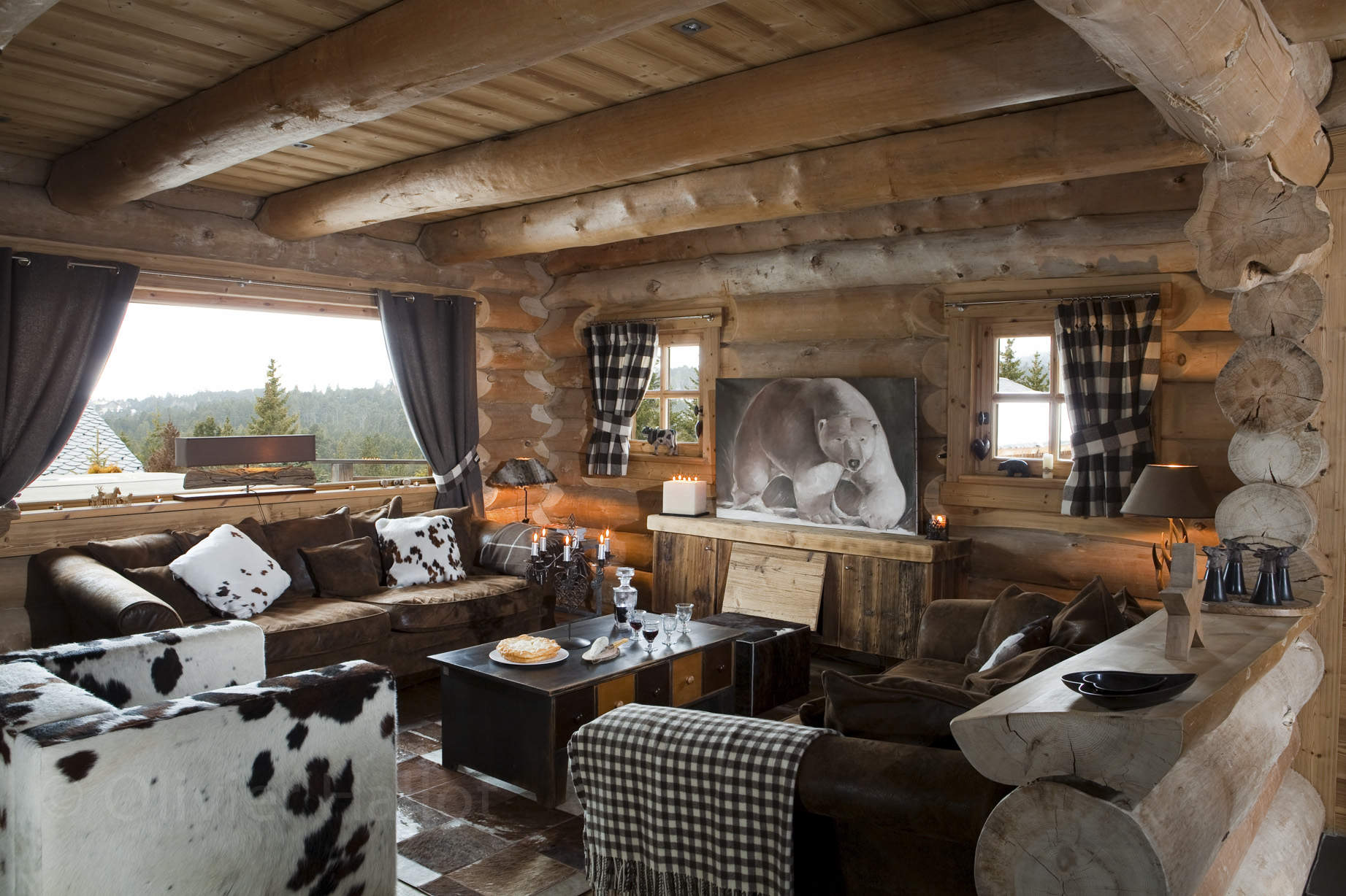 Salon chalet montagne: decoration salon style chalet. gite chalet ...